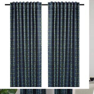 Ikea SKOGSSVINGEL Blackout Curtains, 1 pair, dark blue/green, 50x98" NIP